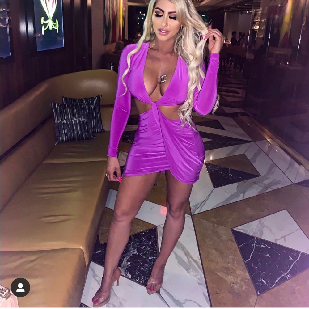 Purple cut out mini dress.